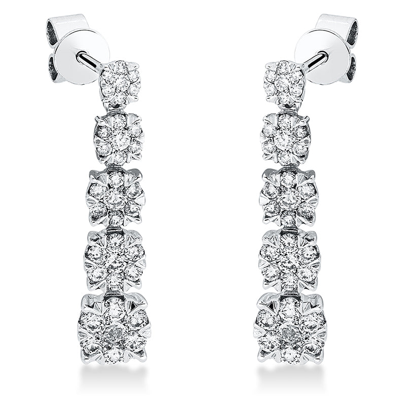 Ohrschmuck 18 kt WG, 70 Brill. 0,75 ct, TW-si2