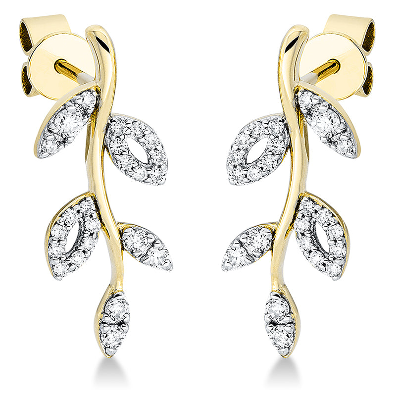 Ohrschmuck 18 kt GG, Fassung rhodiniert, 46 Brill. 0,28 ct, TW-si2