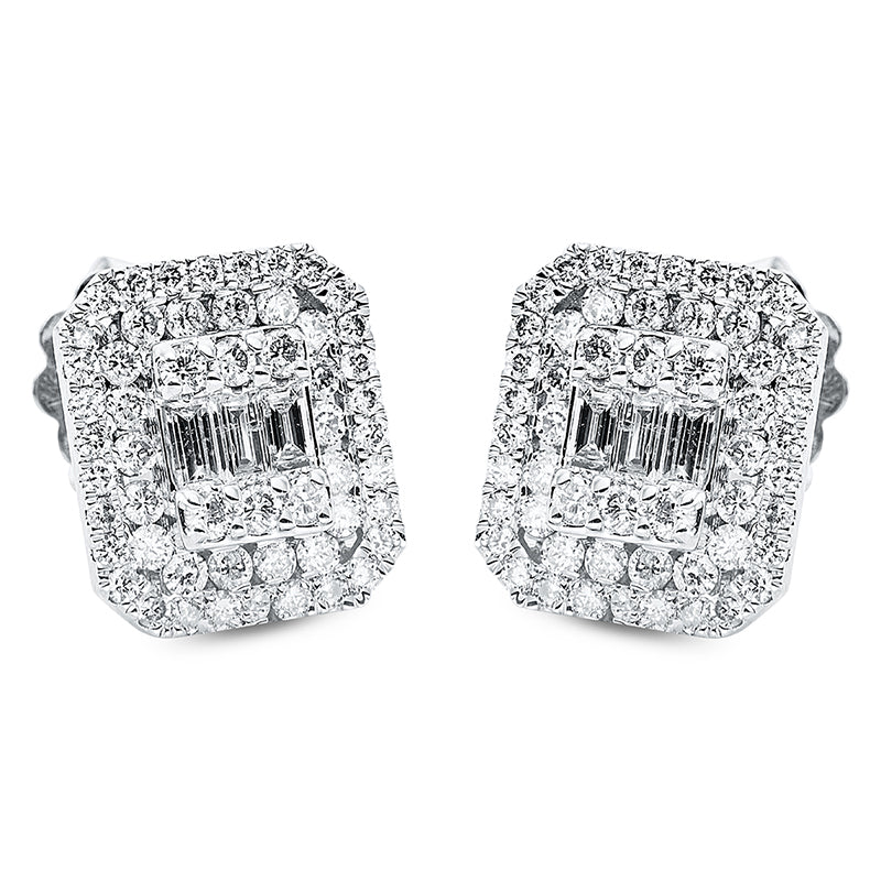 Ohrstecker 18 kt WG, 6 Brill. 0,16 ct, F-si, 108 Brill. 0,66 ct, F-si
