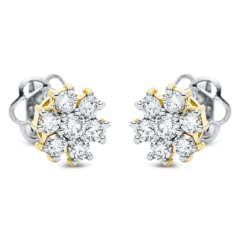 Ohrstecker 18 kt GG, Fassung rhodiniert, 14 Brill. 0,67 ct, TW-vsi