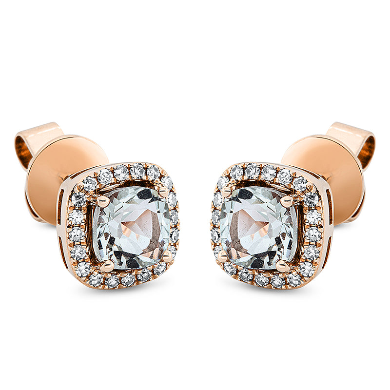 Ohrstecker 18 kt RG, 40 Dia. 0,16 ct, TW-si, 2 Amethyste 1,14 ct grün