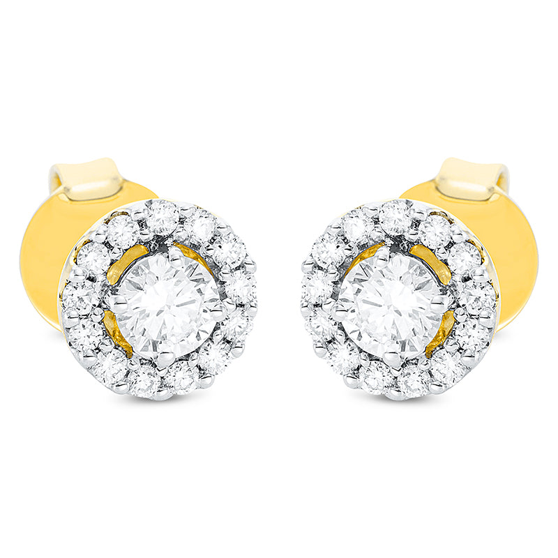 Ohrstecker 18 kt GG, 2 Brill. 0,34 ct, TW-si, 26 Brill. 0,19 ct, TW-si