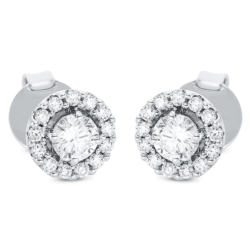 Ohrstecker 18 kt WG, 2 Brill. 0,32 ct, TW-si, 26 Brill. 0,18 ct, TW-si