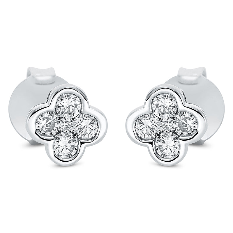 Ohrstecker 18 kt WG, 8 Brill. 0,32 ct, TW-si, 2 Brill. 0,05 ct, TW-si