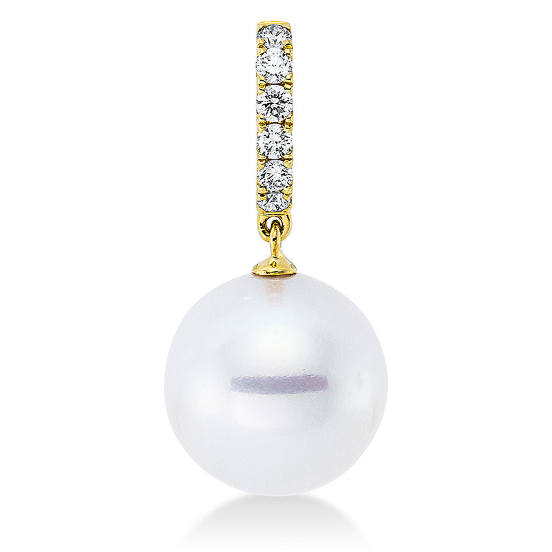 Anhänger 18 kt GG, 6 Brill. 0,11 ct, W-si, 1 SS weiß 10,5 mm