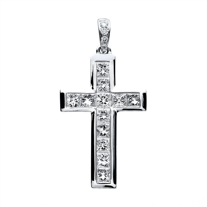 Anhänger 18 kt WG, mit Öse, 12 Princ. 1,25 ct, TW-si, 5 Brill. 0,04 ct, TW-si