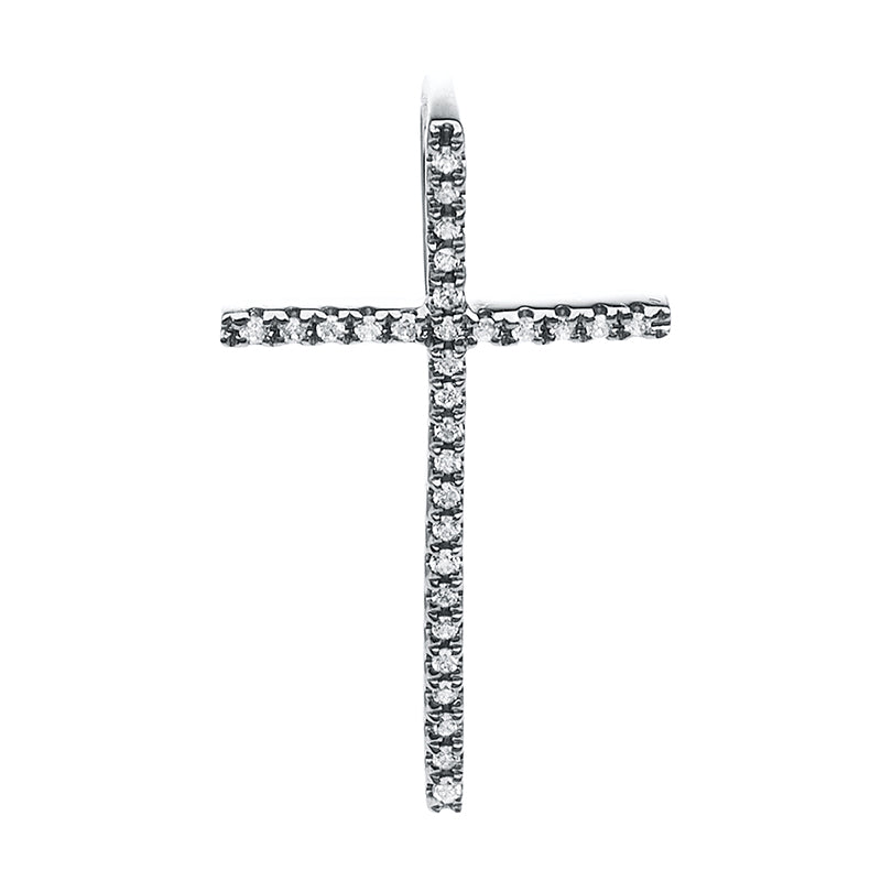Anhänger 18 kt WG Kreuz. mit Öse. 30 Brillanten 0.06 ct. TW-si