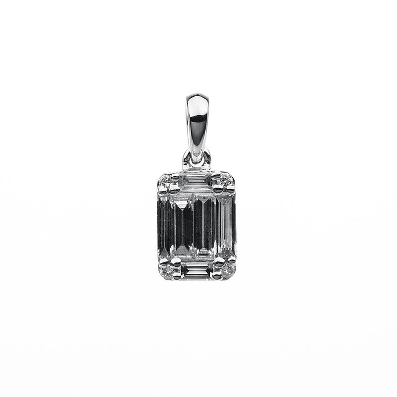 Anhänger 18 kt WG, 5 Bag. 0,29 ct, TW-si, 4 Brill. 0,03 ct, TW-si