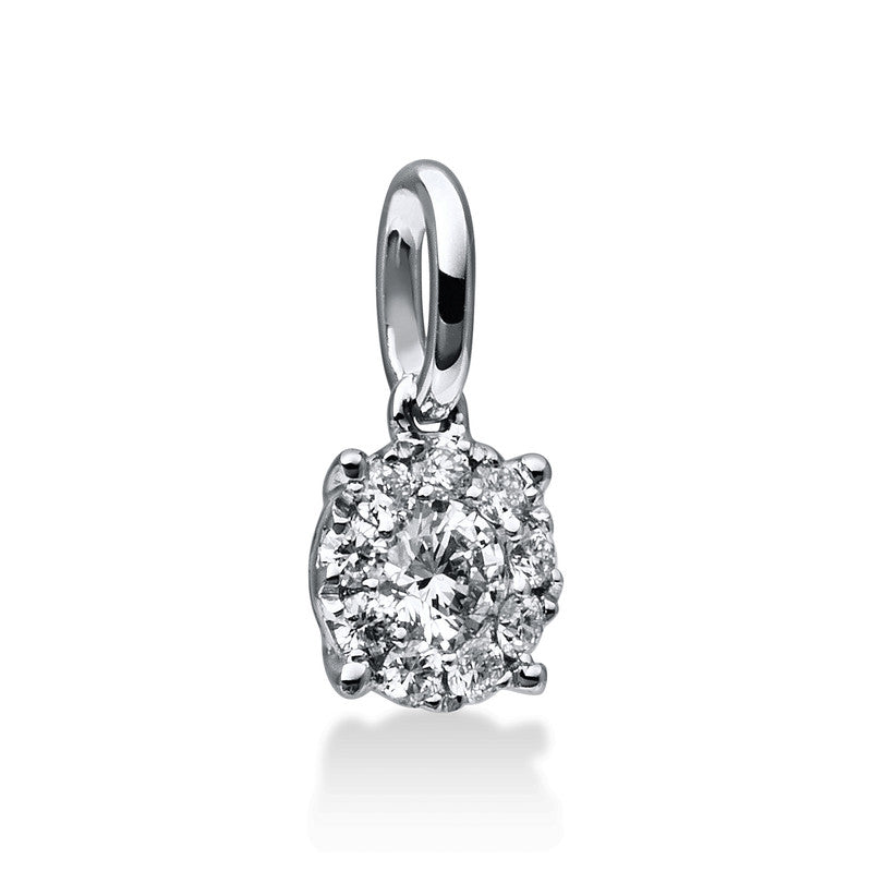 Anhänger 18 kt WG, mit Öse, 1 Brill. 0,12 ct, TW-si, 9 Brill. 0,11 ct, TW-si
