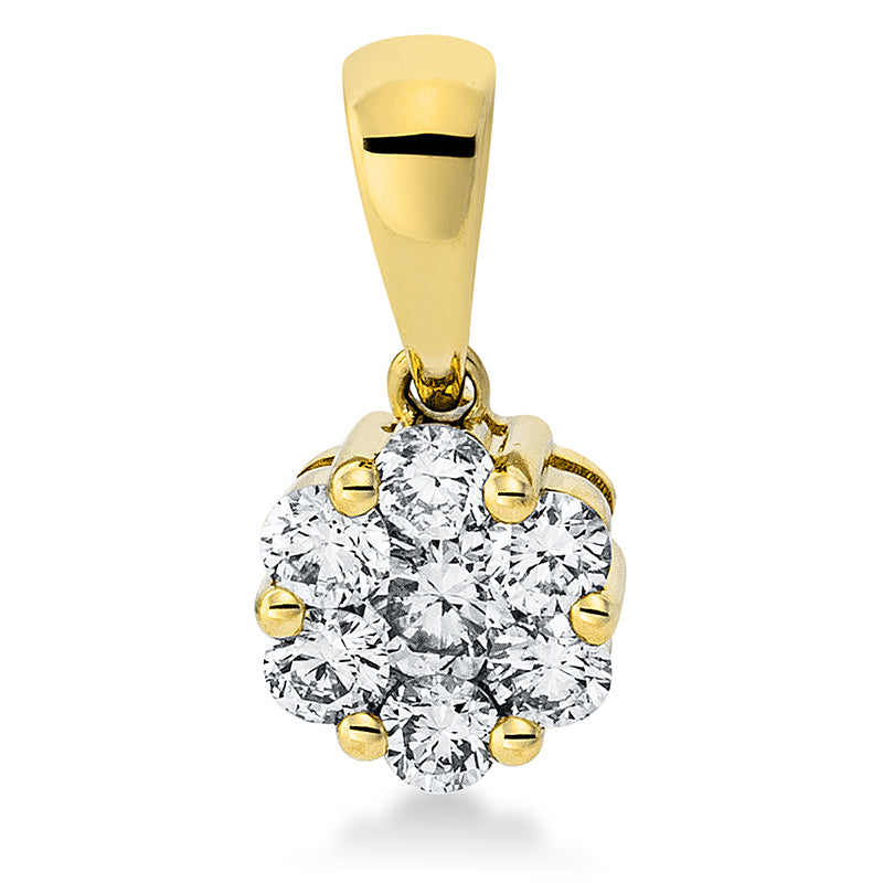 Anhänger 18 kt GG, mit Öse, 1 Brill. 0,09 ct, TW-si, 6 Brill. 0,19 ct, TW-si