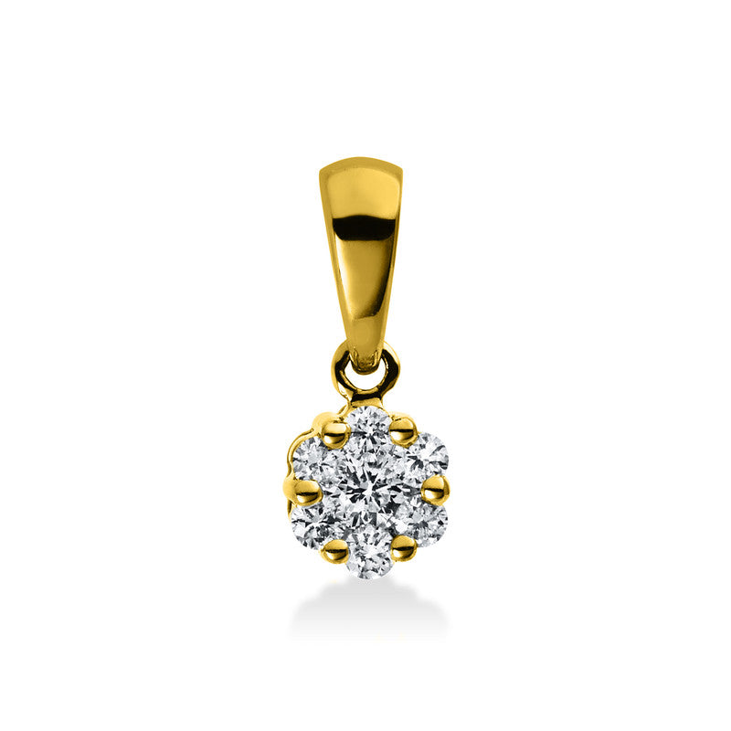 Anhänger 18 kt GG, mit Öse, 7 Brill. 0,15 ct, TW-si
