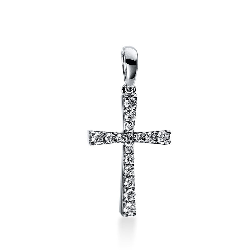 Anhänger 18 kt WG, mit Öse, 10 Brill. 0,14 ct, TW-si, 6 Brill. 0,04 ct, TW-si