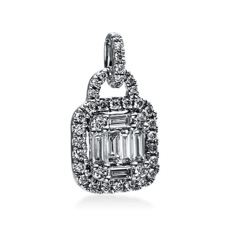 Anhänger 18 kt WG, mit Öse, 39 Brill. 0,15 ct, TW-si, 6 Bag. 0,16 ct, TW-si