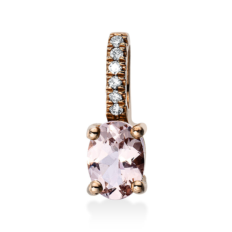 Anhänger 4er-Krappe 14 kt RG. mit Öse. 6 Brillanten 0.04 ct. TW-si. 1 Morganit 0.69 ct rosé. H:14.0 mm. B:5.1 mm
