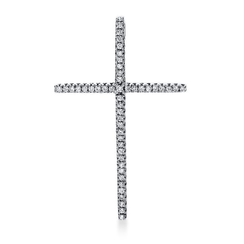 Anhänger 18 kt WG Kreuz. 47 Brillanten 0.34 ct. TW-si