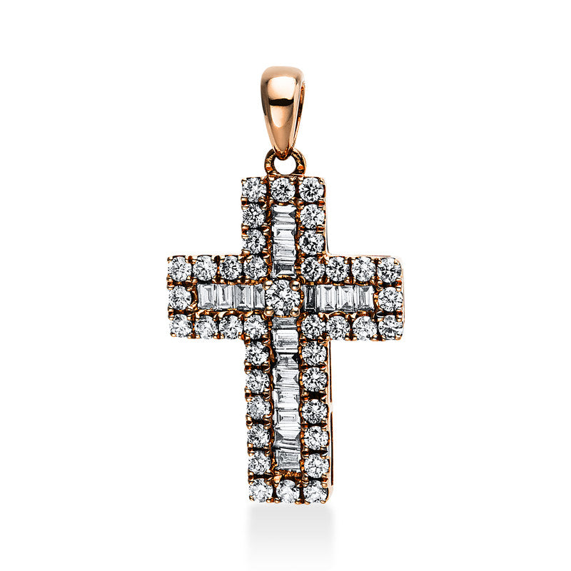 Anhänger 18 kt RG, mit Öse, 20 Bag. 0,18 ct, TW-si, 39 Brill. 0,42 ct, TW-si