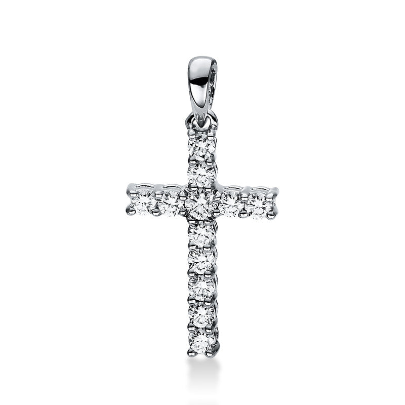 Anhänger 18 kt WG, mit Öse, 1 Brill. 0,04 ct, TW-si, 11 Brill. 0,23 ct, TW-si