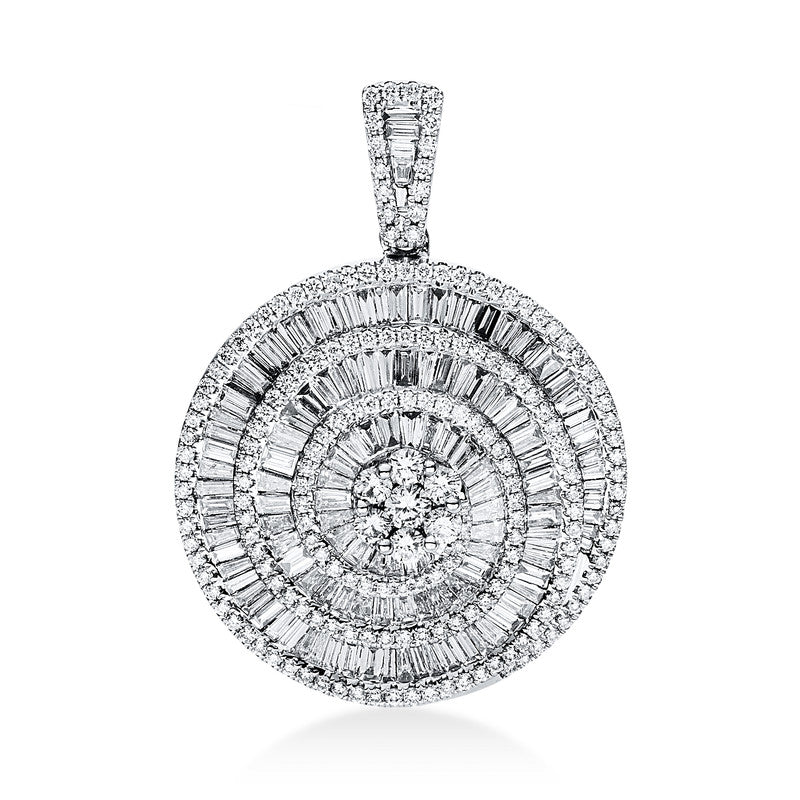 Anhänger 18 kt WG, 1 Brill. 0,09 ct, TW-vsi/si, 16 Baguette 0,41 ct, TW-vsi/si, 119 Trapeze 2,80 ct, TW-vsi/si, 192 Brillanten 1,18 ct, TW-vsi/si