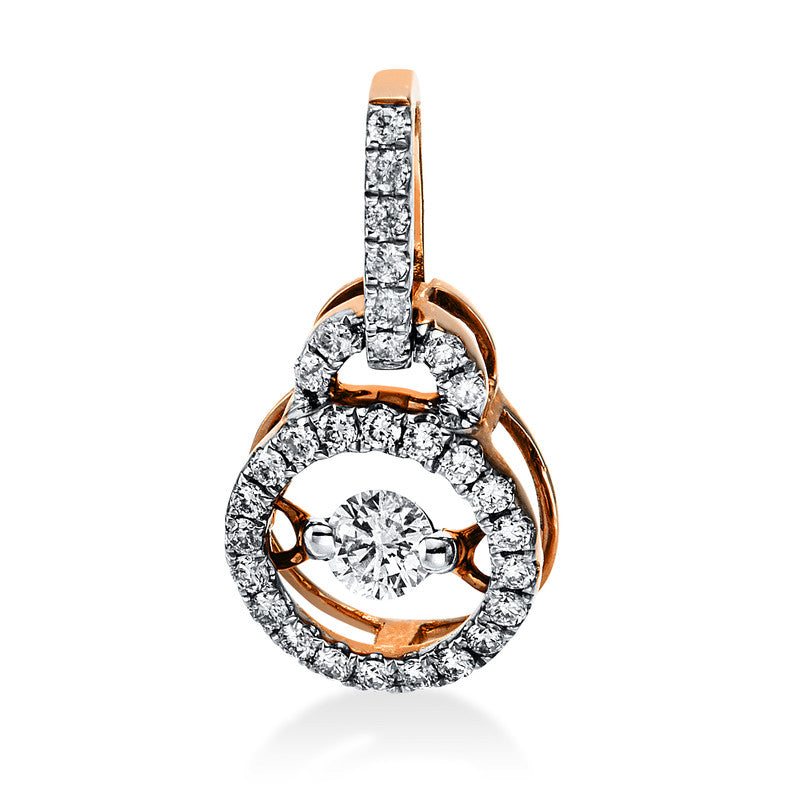 Anhänger 18 kt RG, mit Öse, 30 Brill. 0,15 ct, TW-si, 1 Brill. 0,10 ct, TW-si