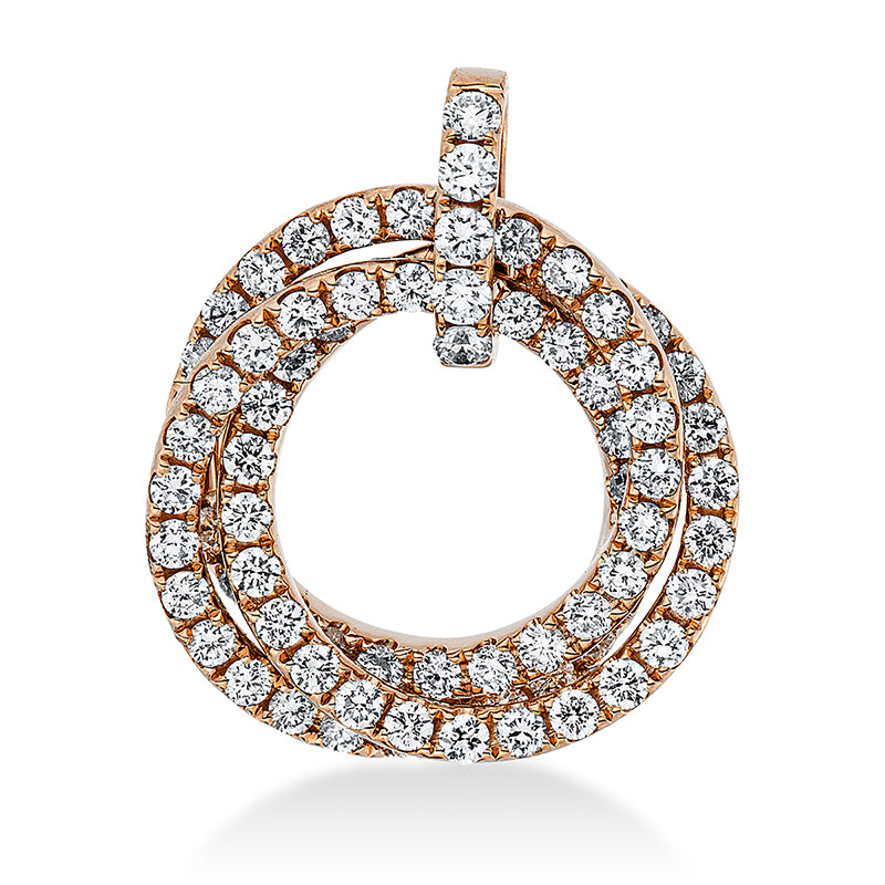 Anhänger 18 kt RG Kreis. 76 Brillanten 0.95 ct. TW-vsi. H:21.9 mm. B:18.5 mm. S:3.9 mm