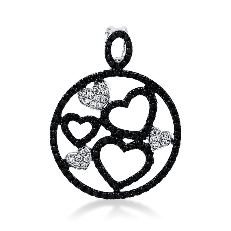 Anhänger 18 kt WG, schwarz rhodiniert, 22 Brill. 0,09 ct, W-si, 111 Brill. 0,47 ct, schwarz