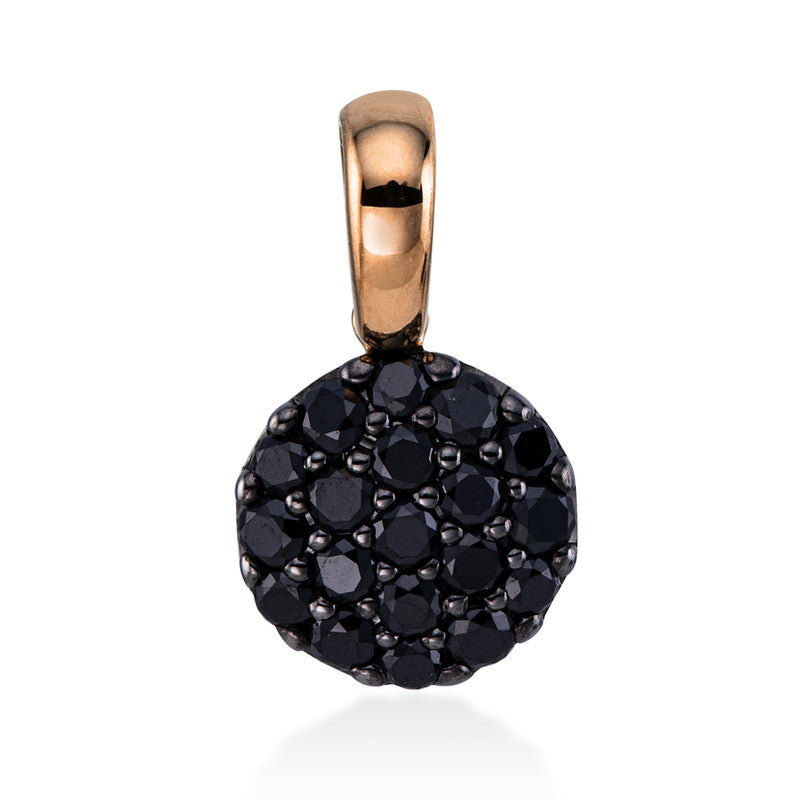 Anhänger 18 kt RG, Fassung schwarz rhodiniert, 19 Brill. 0,30 ct, schwarz