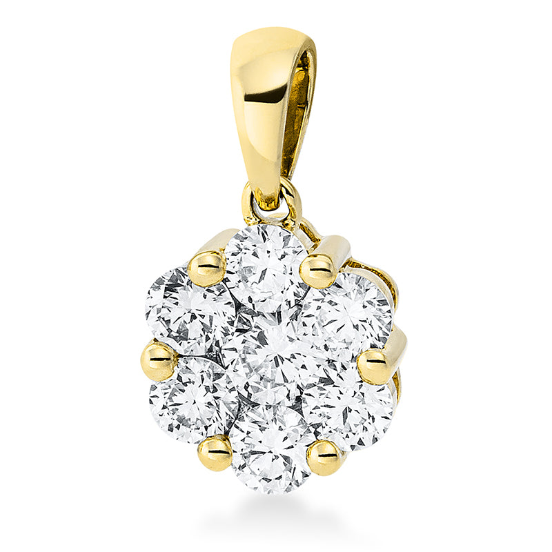 Anhänger 18 kt GG, mit Öse, 1 Brill. 0,15 ct, TW-si, 6 Brill. 0,57 ct, TW-si
