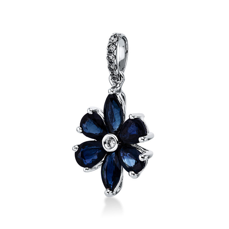Anhänger 18 kt WG. mit Öse. 6 Brillanten 0.03 ct. I-si. 6 Farbsteine 1.15 ct