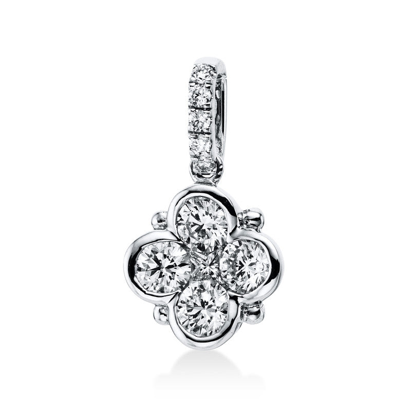 Anhänger 18 kt WG, mit Öse, 1 Princ. 0,05 ct, TW-vsi, 9 Brill. 0,47 ct, TW-si