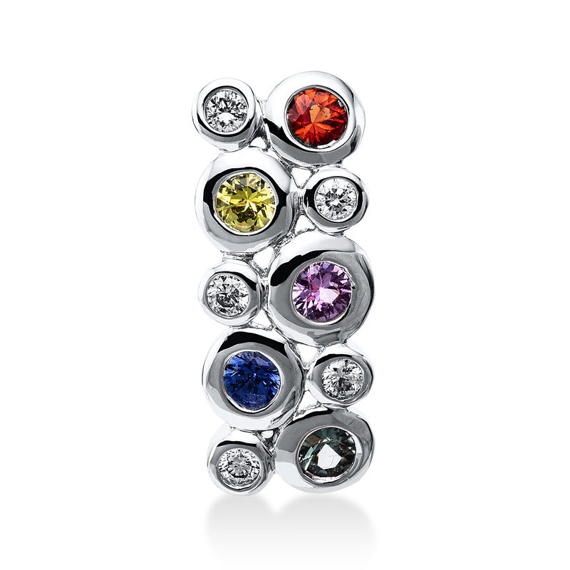 Anhänger 18 kt WG, 5 Brill. 0,18 ct, TW-si, 5 Saphire 0,70 ct multicolor