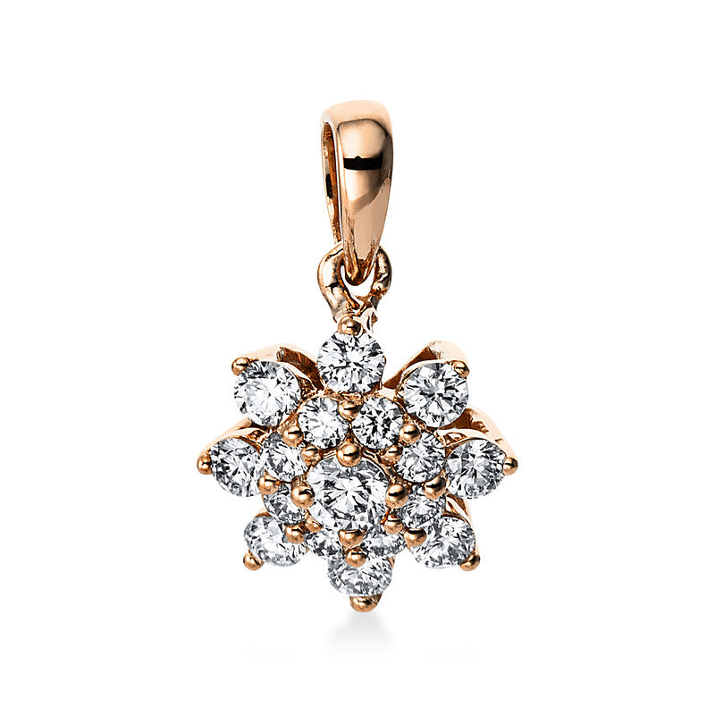 Anhänger 18 kt RG, mit Öse, 1 Brill. 0,05 ct, TW-si, 16 Brill. 0,29 ct, TW-si