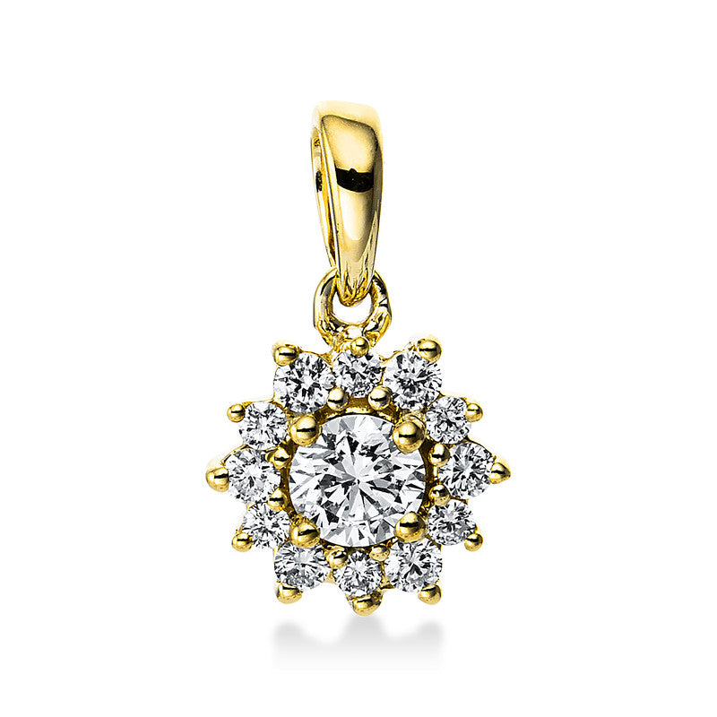 Anhänger 18 kt GG, mit Öse, 1 Brill. 0,15 ct, TW-si, 12 Brill. 0,11 ct, TW-si