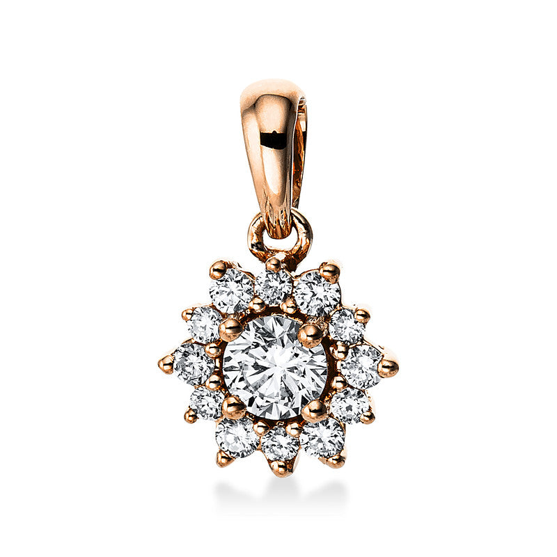 Anhänger 18 kt RG, mit Öse, 1 Brill. 0,15 ct, TW-si, 12 Brill. 0,11 ct, TW-si