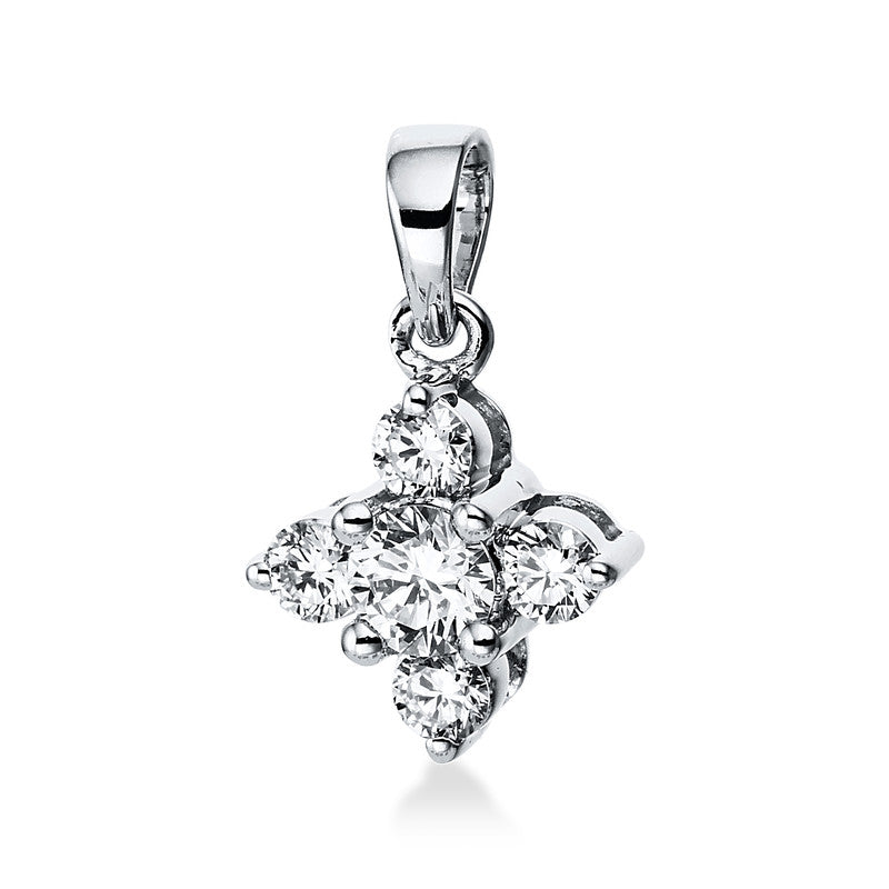 Anhänger 18 kt WG, mit Öse, 1 Brill. 0,09 ct, TW-si, 4 Brill. 0,11 ct, TW-si