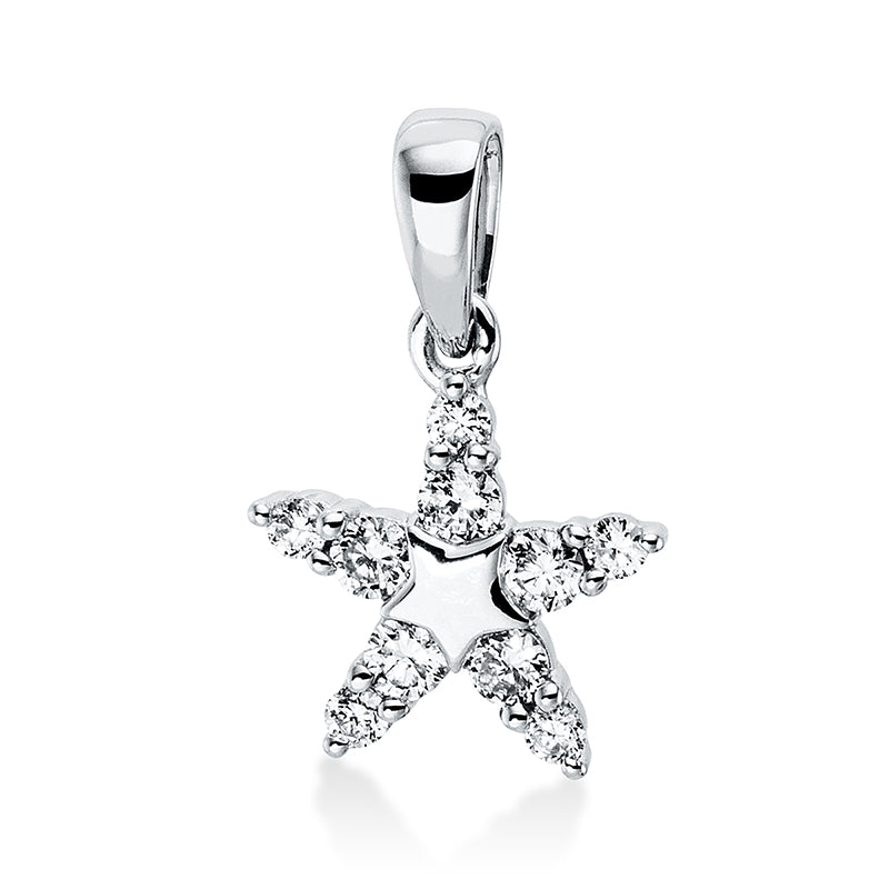 Anhänger 14 kt WG, mit Öse, 5 Brill. 0,13 ct, TW-si, 5 Brill. 0,06 ct, TW-si