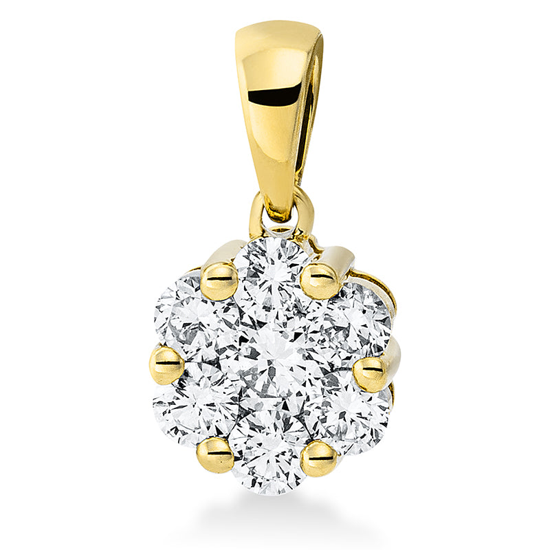 Anhänger 18 kt GG, mit Öse, 1 Brill. 0,13 ct, TW-si, 6 Brill. 0,37 ct, TW-si