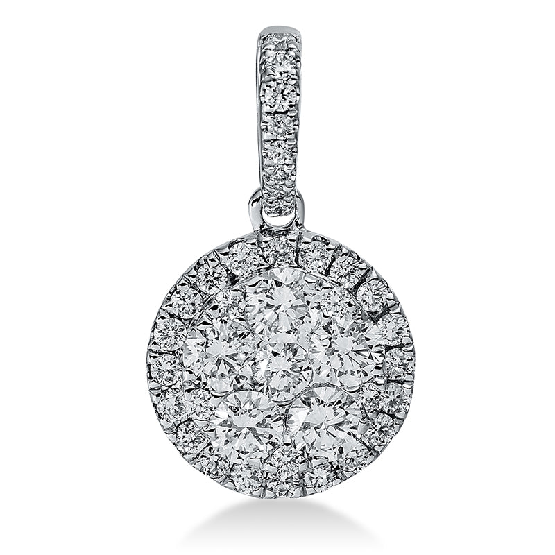 Anhänger 18 kt WG, mit Öse, 5 Brill. 0,40 ct, TW-si, 1 Brill. 0,05 ct, TW-si, 33 Brill. 0,20 ct, TW-si
