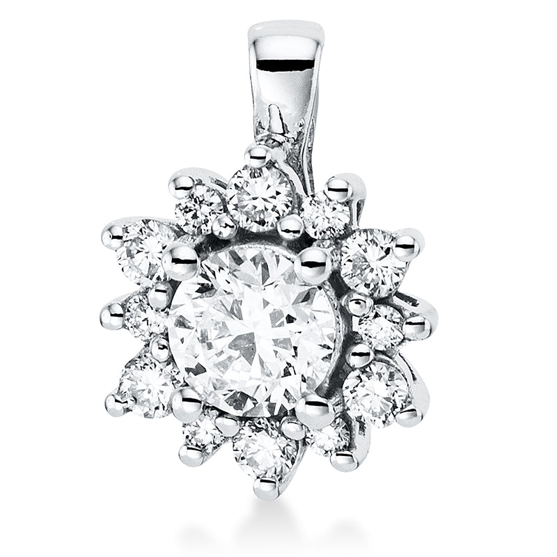 Anhänger 18 kt WG, 6 Brill. 0,11 ct, TW-si, 1 Brill. 0,30 ct, TW-si, 6 Brill. 0,04 ct, TW-si