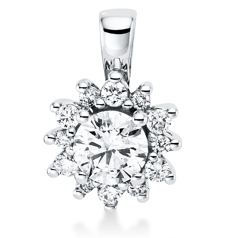 Anhänger 18 kt WG, mit Öse, 6 Brill. 0,04 ct, TW-si, 1 Brill. 0,18 ct, TW-si, 6 Brill. 0,02 ct, TW-si
