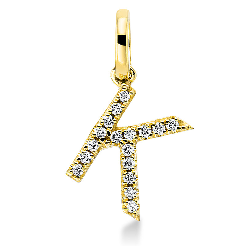 Anhänger 18 kt GG, mit Öse, 17 Brill. 0,06 ct, TW-si