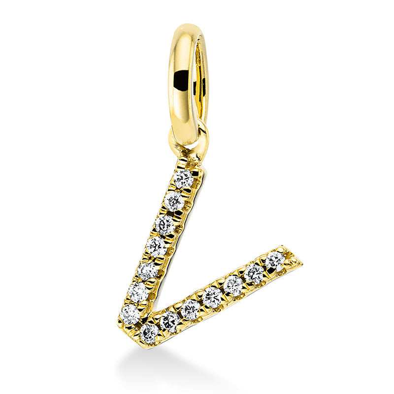 Anhänger 18 kt GG, mit Öse, 14 Brill. 0,05 ct, TW-si