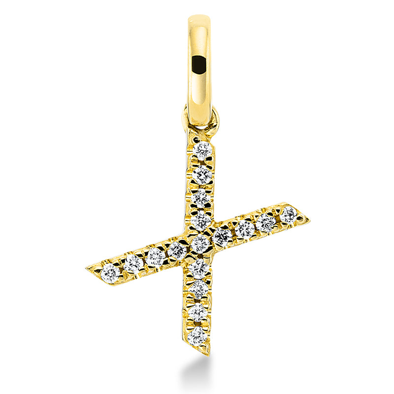 Anhänger 18 kt GG, mit Öse, 17 Brill. 0,06 ct, TW-si