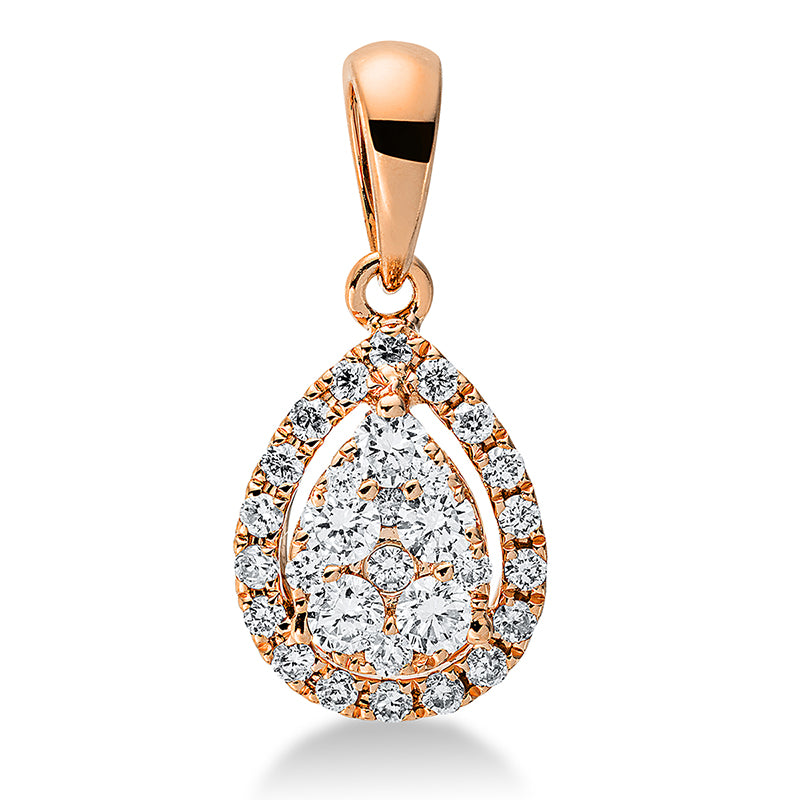 Anhänger 18 kt RG, mit Öse, 25 Brill. 0,12 ct, TW-si, 5 Brill. 0,14 ct, TW-si