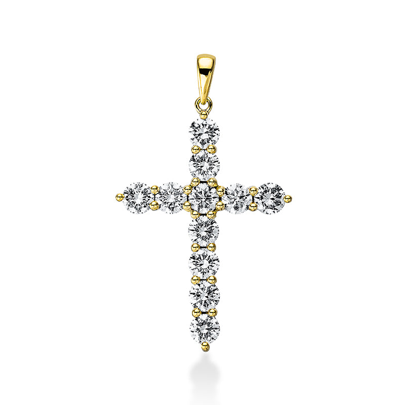 Anhänger 18 kt GG, mit Öse, 11 Brill. 1,98 ct, TW-si