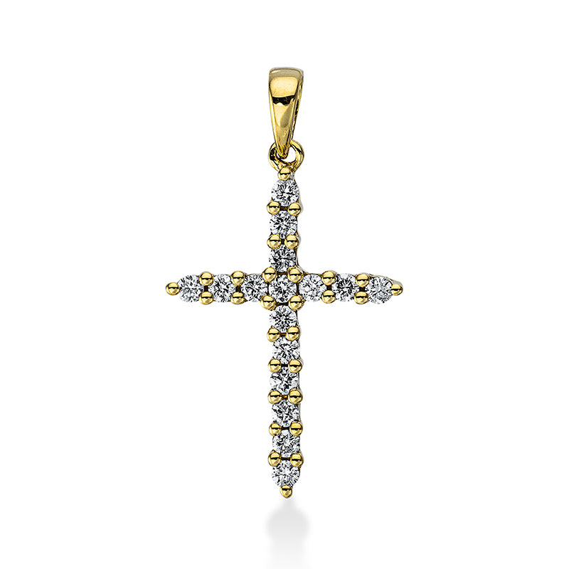 Anhänger 18 kt GG, mit Öse, 16 Brill. 0,25 ct, TW-si