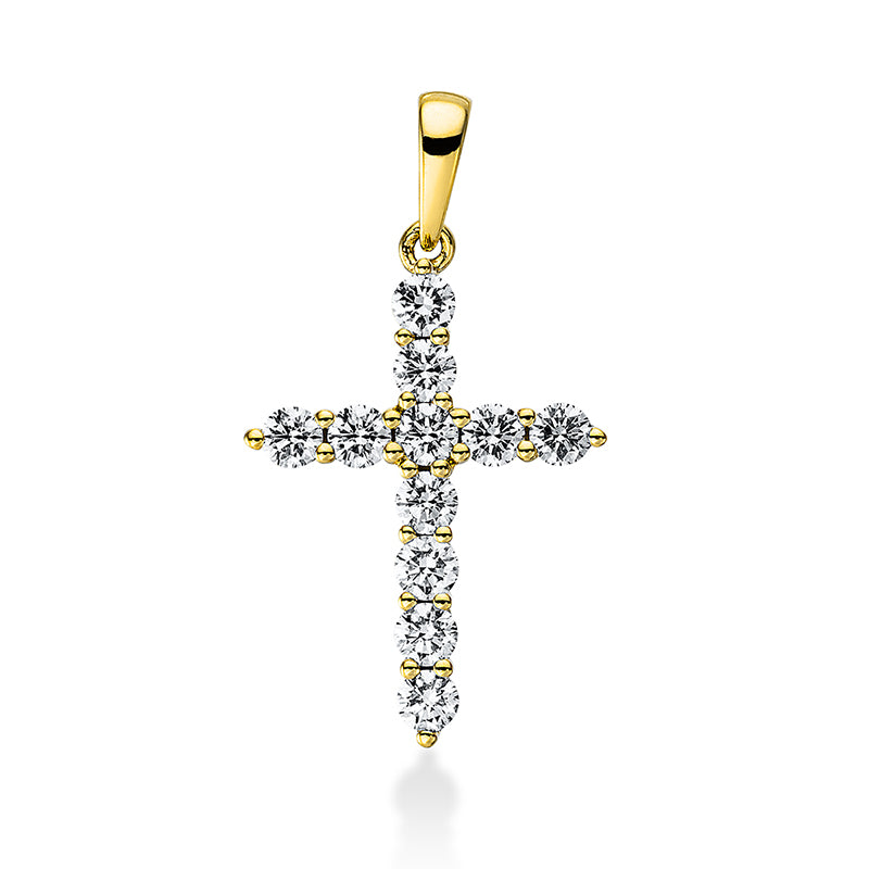 Anhänger 18 kt GG, mit Öse, 11 Brill. 0,55 ct, TW-si
