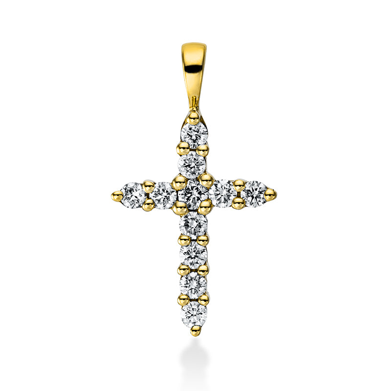 Anhänger 18 kt GG, mit Öse, 11 Brill. 0,23 ct, TW-si