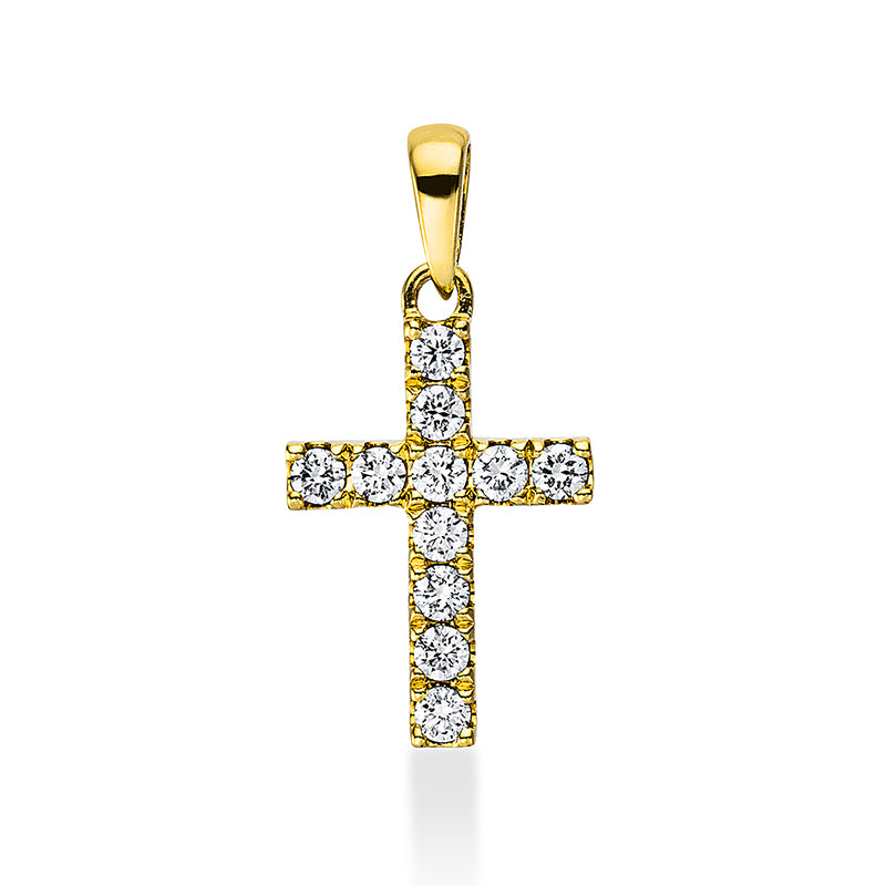Anhänger 18 kt GG, mit Öse, 11 Brill. 0,18 ct, TW-si