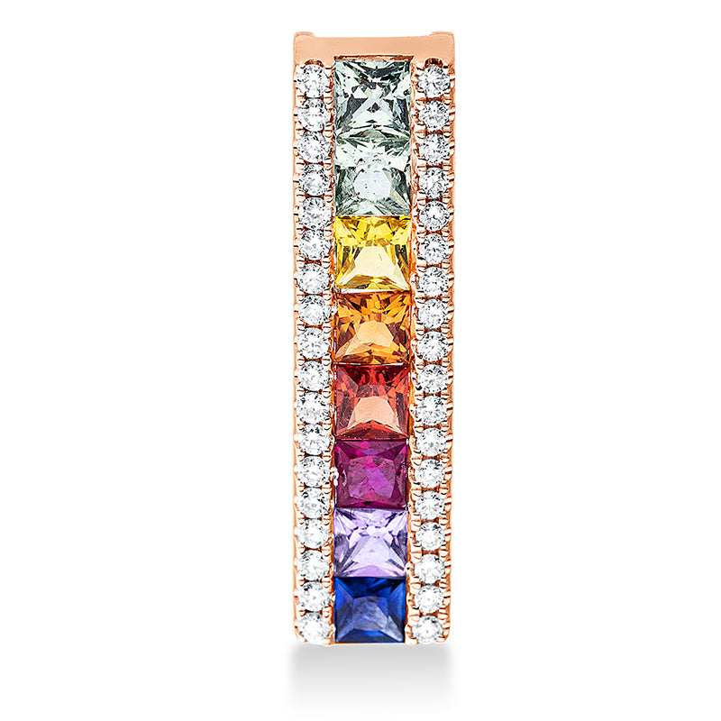 Anhänger 18 kt RG, 36 Brill. 0,14 ct, TW-si, 8 Saphire 0,79 ct multicolor