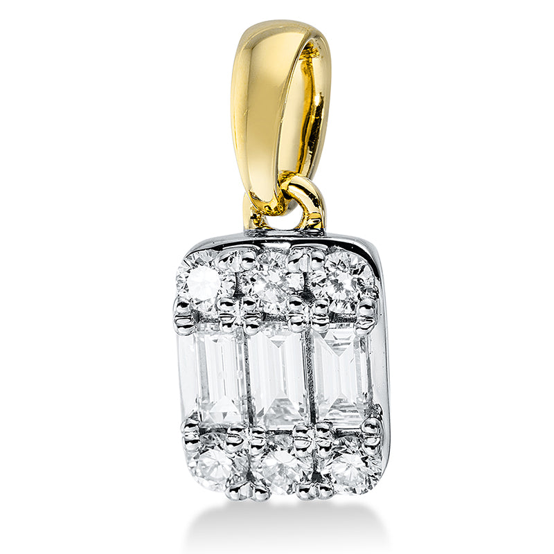 Anhänger 18 kt GG. 6 Brillanten 0.13 ct. TW-si. 3 Baguette 0.12 ct. TW-si